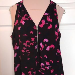 Floral front zipper blouse